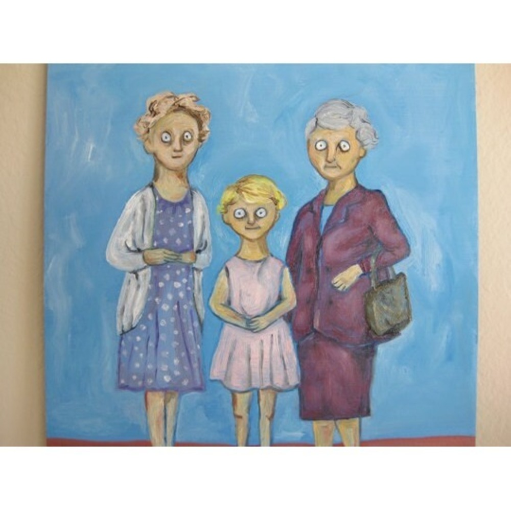 Three Generations -‎ Original Oil Painting on Wood
